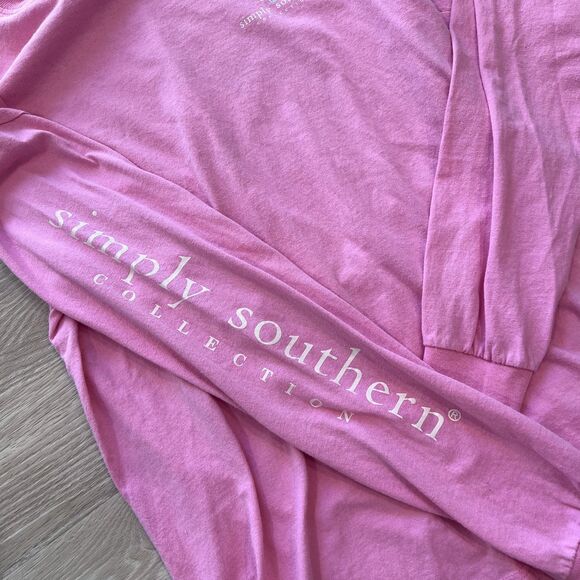 Simply Southern "Blame it all on my roots" Long Sleeve Shirt Pink Women's-Size M - Picture 5 of 6